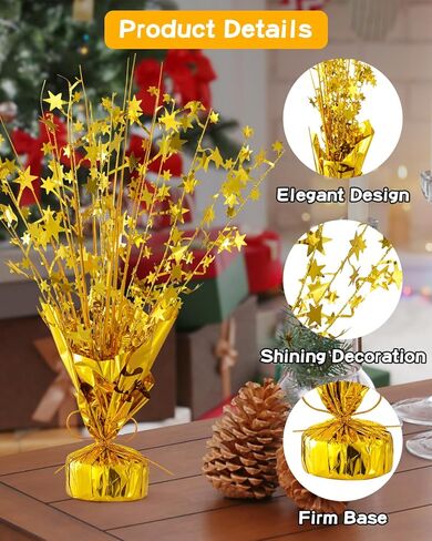 DIY Metallic Foil Spray Centerpiece Star Table Decoration, Gold Centerpieces for Tables Wedding Birthday Anniversary Graduation Christmas New Year Party Supplies Decor (12pc Gold) in Kuwait