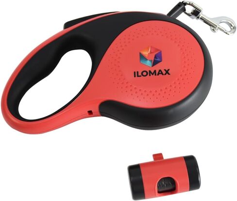 مقود كلب قابل للسحب بزاوية 360 درجة من ILOMAX، موزع أكياس نفايات مدمج تحت المقبض، 2 لفات من أكياس البراز متضمنة مقود شريطي شديد التحمل للكلاب التي يصل وزنها إلى 30 كجم، تتضمن حقيبة حمل 16 قدم (أبيض، L) in Kuwait