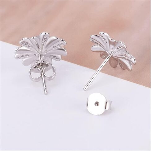 925 Sterling Silver CZ Bloom Flower Earrings Fitting for Pearl, Earring Post Findings with Pearl Seat for DIY Jewelry Making in Saudi Arabia