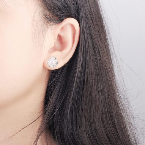 925 Sterling Silver CZ Bloom Flower Earrings Fitting for Pearl, Earring Post Findings with Pearl Seat for DIY Jewelry Making in Saudi Arabia