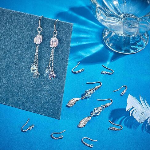 PH PandaHall 16pcs 8 Styles Cubic Zirconia Earring Hooks Silver Fish Hook Earring Wires 1417mm Long in Saudi Arabia