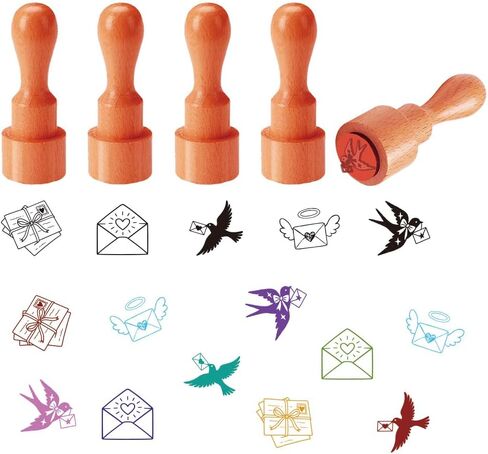 AHANDMAKER 5 Styles Egg Stamps, Cartoon Mushroom Pattern Mini Wooden Rubber Stamp for Fresh Eggs Unique Designs Egg Drawing Stamps for Eggs Famers and Chicken Owners Scrapbooking Card(No Ink Include) in Saudi Arabia