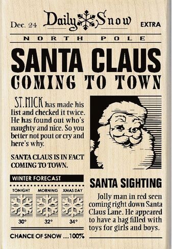 Inkadinkado Santa Claus News Christmas Mounted Rubber Stamp, 2.75" by 4" in Saudi Arabia