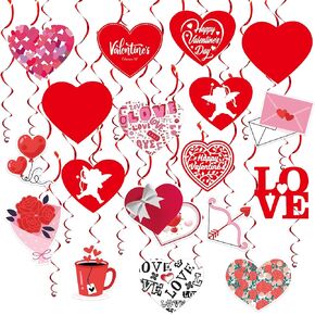 KatchOn, Valentines Hanging Swirls - Large, Pack of 30, No DIY | Valentines Day Hanging Decorations | Hanging Valentines Day Decorations | Hanging Hearts Decorations for Valentines Day Decor in Saudi Arabia