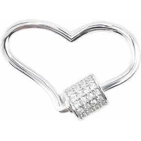 925 الفضة الاسترليني شكل قلب قفل حلقة تسلق مايكرو تمهيد مكعب زركونيا المسمار قفل حلقة تسلق سحر لقلادة سوار صنع المجوهرات in Kuwait