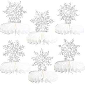 Ephlyn 12 قطعة من قطع مركزية على شكل قرص العسل على شكل قرص الثلج من Frozen Winter Wonderland ديكورات حفلات عيد الميلاد وعطلات الشتاء وأعياد الميلاد وحفلات استقبال المولود باللون الأزرق in Kuwait