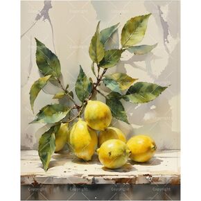 Still Life Paint by Numbers Kit for Adults - DIY Lemons Branch with Leaves Painting on Canvas 16x20 Inches, Acrylic Paint Set, Suitable for Beginners, Art for Home Decoration or Gifts in Saudi Arabia