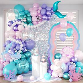 Mermaid Balloon Garland Arch Kit,145pcs Purple Pink Blue balloons with Little Mermaid Tails Birthday Party Decorations Balloons for Gender Reveal Under the Sea Ocean Baby Shower Themed Party Supplies in Saudi Arabia