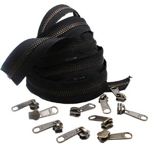 5 Yards of YKK #5 Antique Brass Zipper Chain + 10#5 Non-Locking Long Pull Sliders in Saudi Arabia