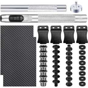 مجموعة صنع الحافظة بنفسك - أدوات صياغة جلدية مع مشابك، وأدوات ضبط يدوية للثقوب، وصفائح حرارية، ومسامير، ومثبتات وغسالات - مثالية لصناعة أغلفة السكاكين المخصصة وواقيات العارضة in Kuwait