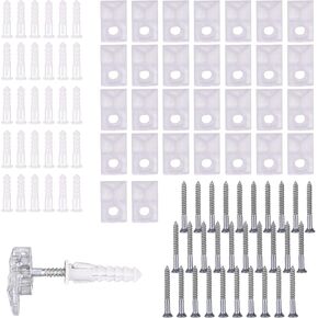 30 Sets Clear Mirror Holder Clips, Invisible Wall Mounting Hardware Mirror Hanging Kit for Frameless Bathroom Mirrors/Glass Photo Frames with Screws & Hollow Wall Anchors in Kuwait