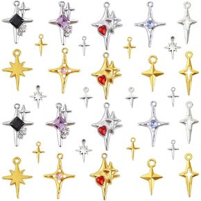stino 56 Pieces Mental North Star Charms for Jewelry Making, 4 Point Star Pendants for Necklace Earring Bracelet in Saudi Arabia