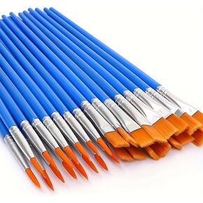 Nylon Bristle Kids Paint Brush and Pen Set 30 Pieces Blue Flat Tip and Fine Line for Watercolor Acrylic DIY School Use in Kuwait
