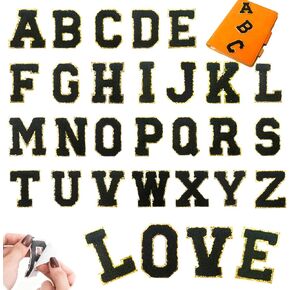 26pcs White Chenille Letter Patches A-Z - Self-Adhesive Varsity Appliques with Gold Trim for Jackets & DIY in Saudi Arabia