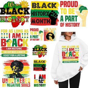 15 ورقة شهر التاريخ الأسود، حديد على الشارات، رقع نقل الحرارة للملابس، تي شيرت، ملصقات فينيل نقل حراري، تصميم قابل للغسل لتزيين الديكور بنفسك in Kuwait