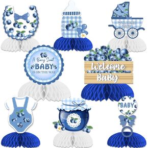 Jollyboom Berry Baby Shower Decorations Girl, 8pcs A Berry Sweet Baby Is on The Way Honeycomb Centerpiece Blueberry Double-Sided Printing Table Decoration for Fruit Theme Baby Shower Party Decoration in Saudi Arabia
