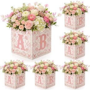 6 Pcs Cielito Lindo Baby Shower Box 7x7x7 Inch Pink Flower box Centerpiece with Letters Mexican Baby Shower Centerpiece Party Block Holder for Gender Reveal Party Favors Table Decor in Kuwait