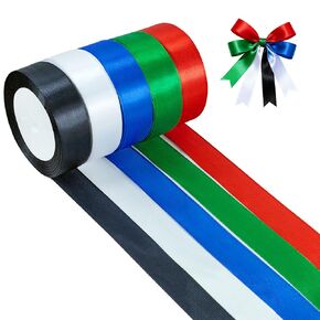 Satin Ribbons for Crafts, 1 Inch x 5 Rolls Total 125 Yds. Ribbon for Gift Warpping, Christmas Tree Decoratiions, Wedding Invitation, Flower Bouquet, etc. in Saudi Arabia