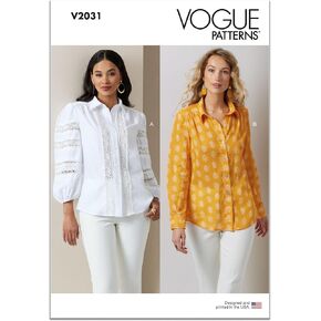 Vogue V2031U5 Misses' Button-Front Blouses Sewing Pattern Packet, Design Code V2031, Sizes 16-18-20-22-24 in Saudi Arabia