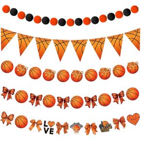 5 Pcs Basketball Bow Party Banner Decorations Senior Night Sports Garland Decor Basketball Coquette Birthday Party Decorations Hanging Decor Sports Game Garland for Birthday Supplies in Kuwait