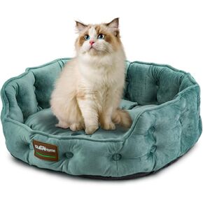 ClevaHome Cat Dog Bed for Small Pets up to 15lbs - Round Cat Beds for Indoor Cats, Machine Washable Comfortable Pet Bed for Puppy and Kitten with Non-Slip Bottom (Washed Green) in Kuwait