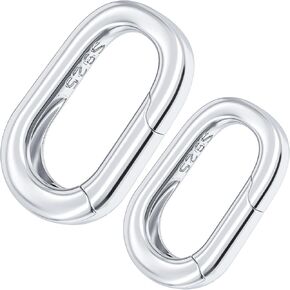 2pcs 925 Sterling Silver Oval Jewelry Clasps, Hypoallergenic Necklace Enhancer Shortener, Spring Bail Clasp Rings Connector Clips for Bracelet Anklet Jewelry Making in Saudi Arabia