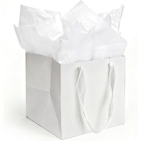 Papertide 2 Pack Square Black Gift Bags 8x8x8 inch with Tissue Paper, Sturdy Paper Gift Bags for Cosmetics, Candles, Books, Birthday Gifts, Party Favors, Retail Packaging in Saudi Arabia