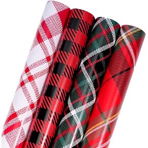 ورق تغليف عيد الميلاد القابل للعكس من BIOBROWN - لفة ضخمة - 30 بوصة × 33 قدم (82.5 قدم مربع. ttl.) - تصميم زهور ظبية مثالي لعيد الميلاد، والحفلات، وتغليف هدايا العطلات in Kuwait