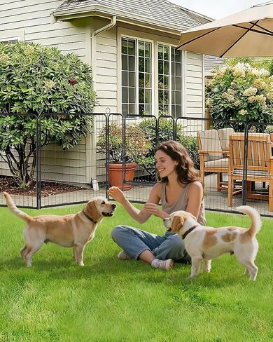 Outdoor Dog Playpen,Heavy Duty Metal Pet Exercise Pen,40 Inch, 16 Panels Metal Dog Fence with Gate, Pet Fence for Large/Small Dogs, Portable Dog Fence for RV Camping, Yard in Saudi Arabia