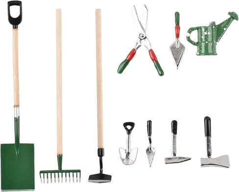HUIANER Miniature Garden Tools 10pcs Mini Farm Tools Garden Rake Zen Shovel Model 1:12 Miniature Farm Tools Dollhouse Accessories in Saudi Arabia