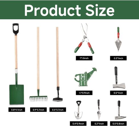 HUIANER Miniature Garden Tools 10pcs Mini Farm Tools Garden Rake Zen Shovel Model 1:12 Miniature Farm Tools Dollhouse Accessories in Saudi Arabia