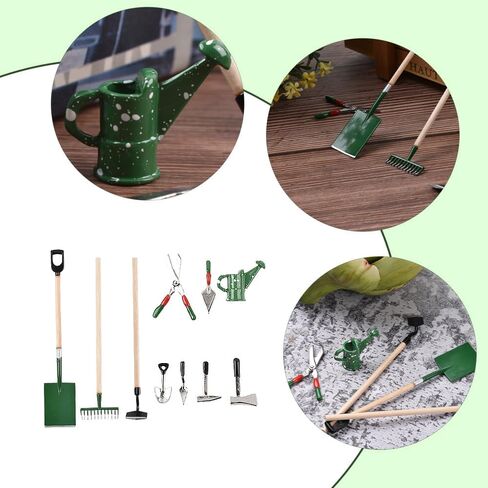 HUIANER Miniature Garden Tools 10pcs Mini Farm Tools Garden Rake Zen Shovel Model 1:12 Miniature Farm Tools Dollhouse Accessories in Saudi Arabia