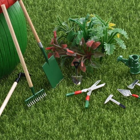 HUIANER Miniature Garden Tools 10pcs Mini Farm Tools Garden Rake Zen Shovel Model 1:12 Miniature Farm Tools Dollhouse Accessories in Saudi Arabia