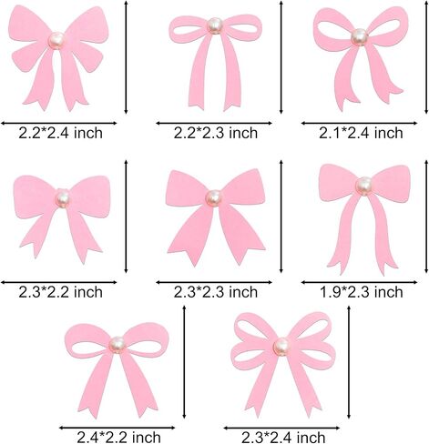 Bow Pearl Cupcake Toppers Pink Bow Birthday Party Decorations 24Pcs Coquette Bow Cupcake Picks Bowknot Bachelorette Cake Decoration for Girls Theme Wedding Engagement Bridal Shower Supplies in Saudi Arabia