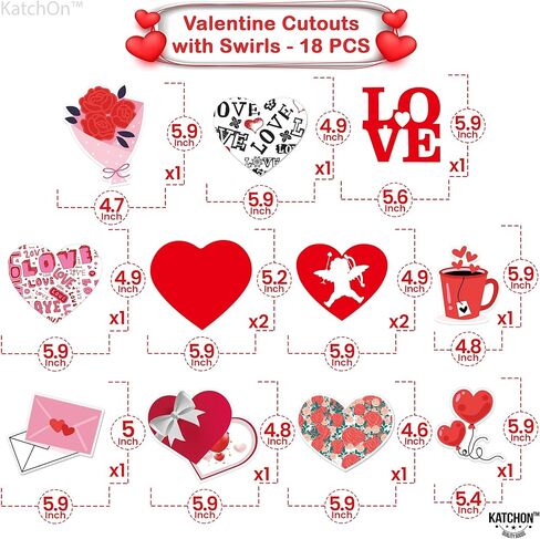 KatchOn, Valentines Hanging Swirls - Large, Pack of 30, No DIY | Valentines Day Hanging Decorations | Hanging Valentines Day Decorations | Hanging Hearts Decorations for Valentines Day Decor in Kuwait