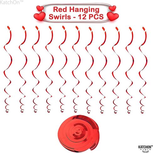 KatchOn, Valentines Hanging Swirls - Large, Pack of 30, No DIY | Valentines Day Hanging Decorations | Hanging Valentines Day Decorations | Hanging Hearts Decorations for Valentines Day Decor in Kuwait