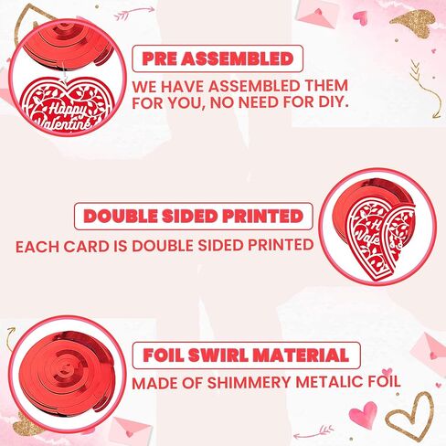 KatchOn, Valentines Hanging Swirls - Large, Pack of 30, No DIY | Valentines Day Hanging Decorations | Hanging Valentines Day Decorations | Hanging Hearts Decorations for Valentines Day Decor in Kuwait