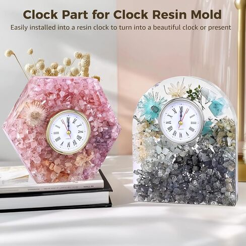 12 قطعة من ساعة كوارتز لقوالب الراتنج، قطع ساعة أرقام رومانية تعمل بالبطارية، ساعة طاولة ديكور فضية ذهبية لصب راتنجات الإيبوكسي، هدية يمكنك صنعها بنفسك in Kuwait