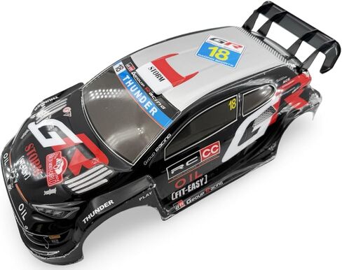 هيكل سيارة مطلي بقياس 1/10 RC Drift Racing Touring على الطريق، يتضمن سبويلر، مقطوع مسبقًا، قاعدة عجلات 258 مم (طراز Toyota GR Yaris Rally - أسود) in Kuwait