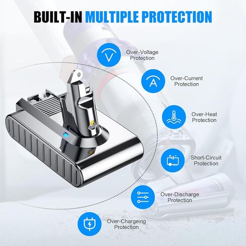 بطارية TURPOW 6.0Ah 21.6V بديلة V6 متوافقة مع بطارية Dyson V6 vtc4 SV03 SV04 DC58 DC59 DC61 DC62 DC72 DC74 Animal 595 650 770 880 SV05 SV06 SV07 SV09 مكنسة كهربائية محمولة in Kuwait