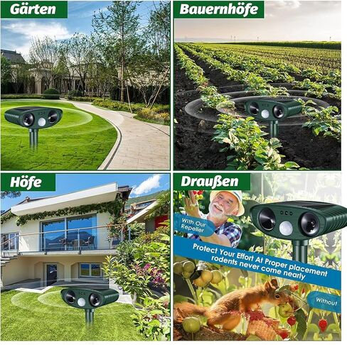 Ultrasonic Cat Deterrent,Solar Powered Deterrent with Motion Sensor and Flashing Lights Outdoor Solar Farm Garden Yard Device,Dogs,Cats,Birds in Kuwait