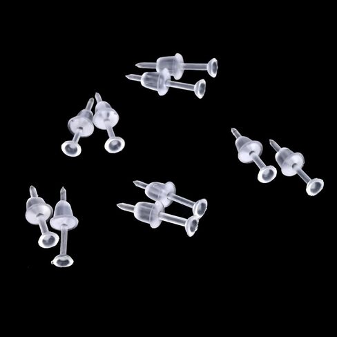 100 Pairs Clear Plastic Earring Posts and Backs Set - Hypoallergenic Transparent Earring Supplies for Sports, Men, and Women in Saudi Arabia