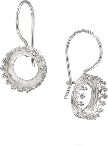 925 Sterling Silver Earring Settings - Earring Findings for Jewelry Making - Round Bezel Cups (10mm) with Kidney Ear Wire - DIY Earrings Projects - Earring Making Supplies in Saudi Arabia