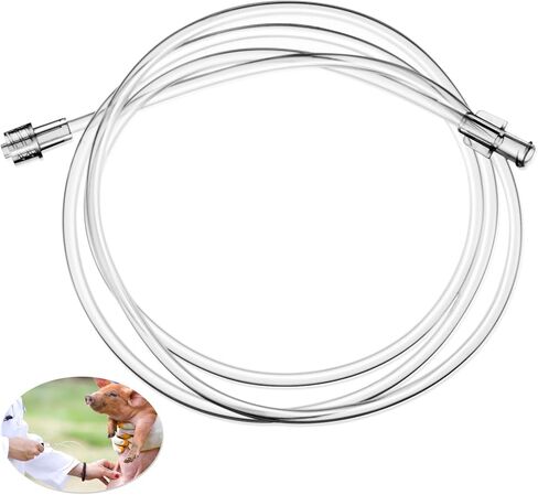Vaccinator Flexible Tubing Vaccination Device for Pig Sheep, 39.3" Injection Needle Syringe Liquid Refilling, Drawing Oil Fluid, Feeding Cattle Pig Sheep Livestock Vaccination, Tubing Only in Saudi Arabia