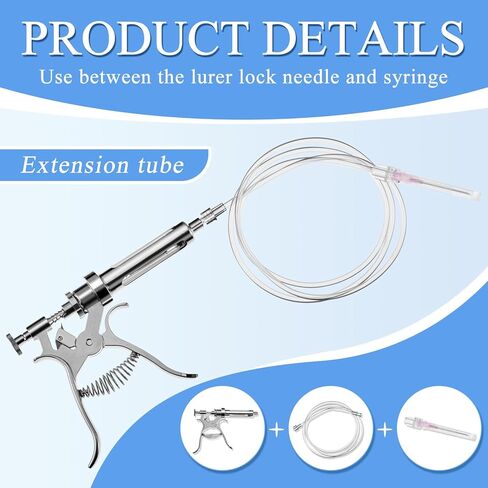Vaccinator Flexible Tubing Vaccination Device for Pig Sheep, 39.3" Injection Needle Syringe Liquid Refilling, Drawing Oil Fluid, Feeding Cattle Pig Sheep Livestock Vaccination, Tubing Only in Saudi Arabia