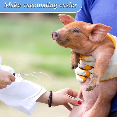 Vaccinator Flexible Tubing Vaccination Device for Pig Sheep, 39.3" Injection Needle Syringe Liquid Refilling, Drawing Oil Fluid, Feeding Cattle Pig Sheep Livestock Vaccination, Tubing Only in Saudi Arabia