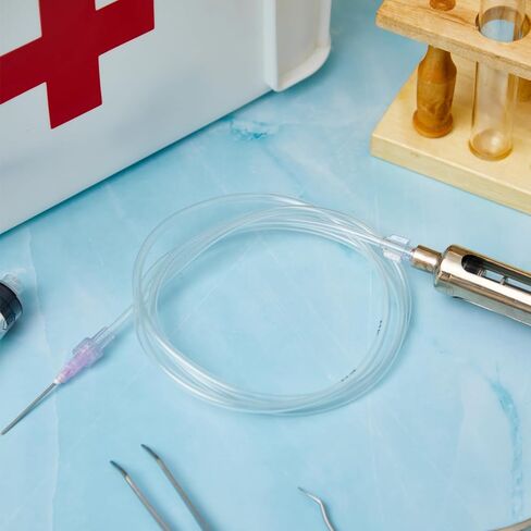 Vaccinator Flexible Tubing Vaccination Device for Pig Sheep, 39.3" Injection Needle Syringe Liquid Refilling, Drawing Oil Fluid, Feeding Cattle Pig Sheep Livestock Vaccination, Tubing Only in Saudi Arabia