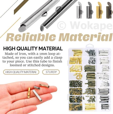 641Pcs 5 Sizes Slider On End Clasps Kit with Pliers/Lobster Claw Clasps/Twist Extender Chains/Open Jump Rings, Slide Tube End Bar for Jewelry Making (2/5" 3/5" 4/5" 1" 6/5") in Saudi Arabia
