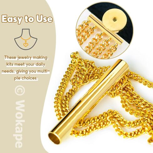 641Pcs 5 Sizes Slider On End Clasps Kit with Pliers/Lobster Claw Clasps/Twist Extender Chains/Open Jump Rings, Slide Tube End Bar for Jewelry Making (2/5" 3/5" 4/5" 1" 6/5") in Saudi Arabia
