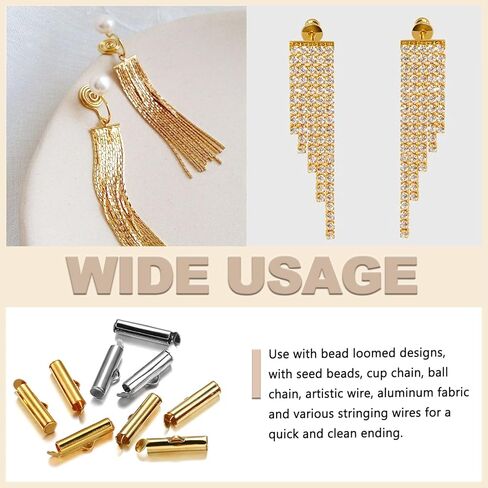 641Pcs 5 Sizes Slider On End Clasps Kit with Pliers/Lobster Claw Clasps/Twist Extender Chains/Open Jump Rings, Slide Tube End Bar for Jewelry Making (2/5" 3/5" 4/5" 1" 6/5") in Saudi Arabia